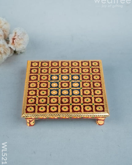 Meenakari Manai - Red - 10x10 inch - WL5219 - Meenakari Bajots & Manai