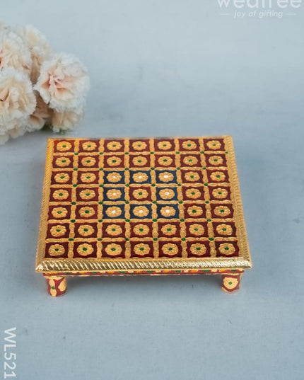 Meenakari Manai - Red - 10x10 inch - WL5219 - Meenakari Bajots & Manai