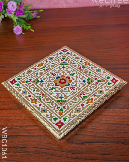 Decorative Meenakari Manai In Red - Wbg1061-1 Pooja Utilities