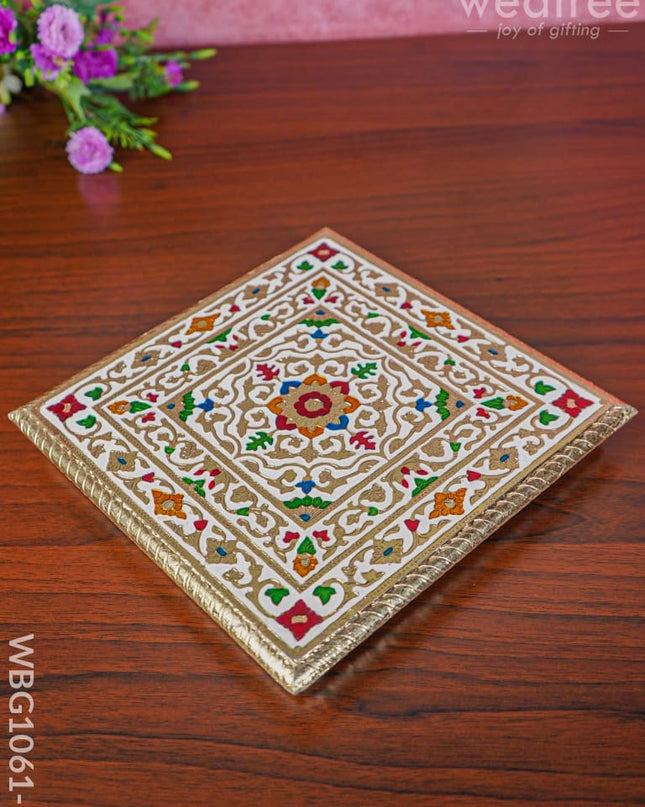 Decorative Meenakari Manai In Red - Wbg1061-1 Pooja Utilities