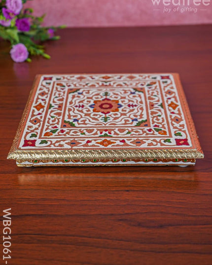 Decorative Meenakari Manai In Red - Wbg1061-1 Pooja Utilities