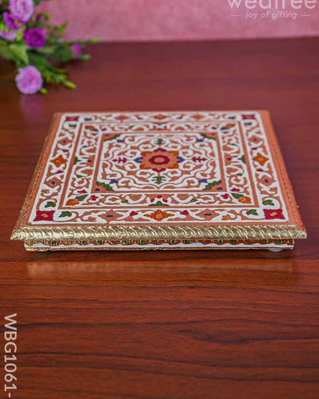 Decorative Meenakari Manai In Red - Wbg1061-1 Pooja Utilities