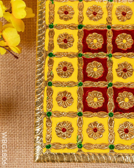 Meenakari Manai - Yellow - 8x8 inch - WBG1806-3 - Manai RG