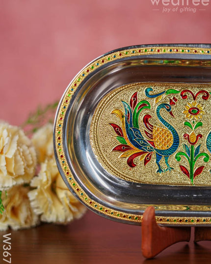 Meenakari Oval Plate 10 Inch - W3671 Trays & Plates