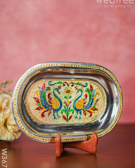 Meenakari Oval Plate 10 Inch - W3671 Trays & Plates