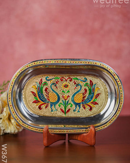 Meenakari Oval Plate 10 Inch - W3671 Trays & Plates