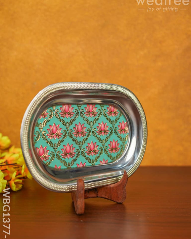 Meenakari Floral Oval Plate - Wbg1377 Trays & Plates Rg