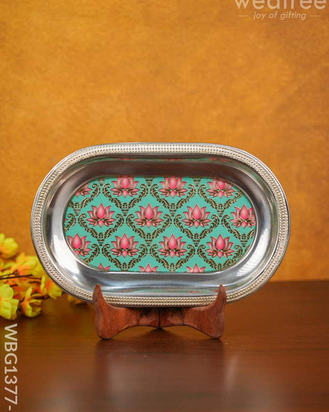 Meenakari Floral Oval Plate - Wbg1377 Trays & Plates Rg