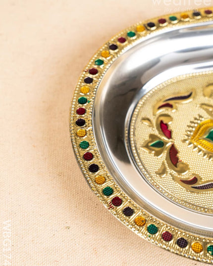 Meenakari Oval Plate - 10 inch - WBG1743 Meenakari Trays & Plates