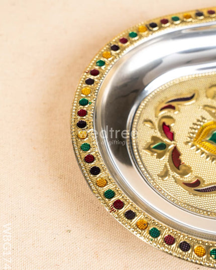 Meenakari Oval Plate - 10 inch - WBG1743 Meenakari Trays & Plates