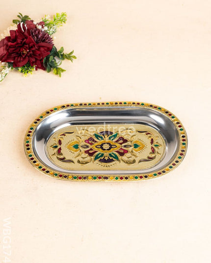 Meenakari Oval Plate - 10 inch - WBG1743 Meenakari Trays & Plates