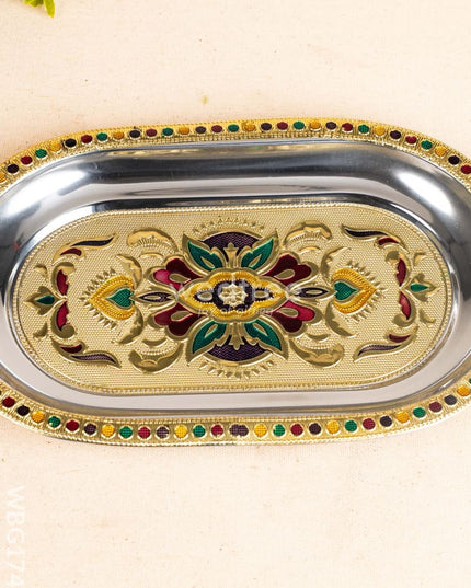 Meenakari Oval Plate - 10 inch - WBG1743 Meenakari Trays & Plates