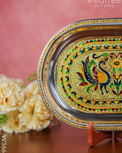 Meenakari Oval Plate 12 Inch - W3669 Trays & Plates
