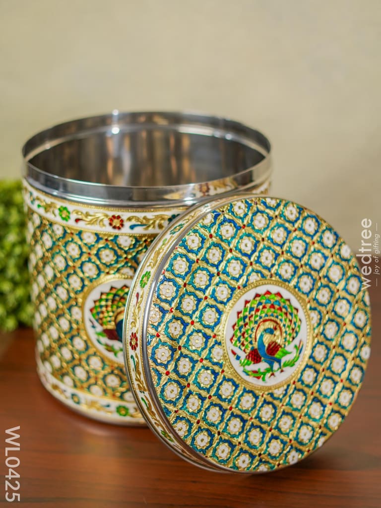 Meenakari Peacock Dabba 12 Inch (Red) - Wl0425 Containers