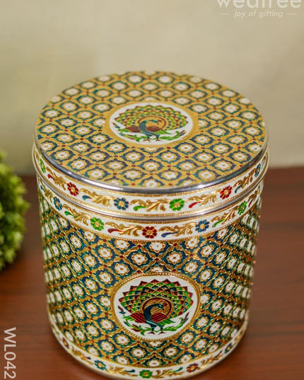 Meenakari Peacock Dabba 12 Inch (Red) - Wl0425 Containers