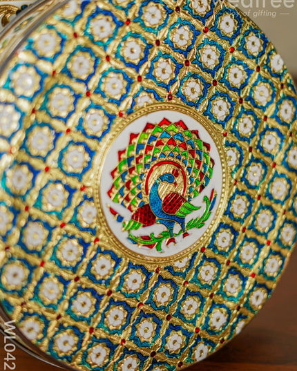 Meenakari Peacock Dabba 12 Inch (Red) - Wl0425 Containers