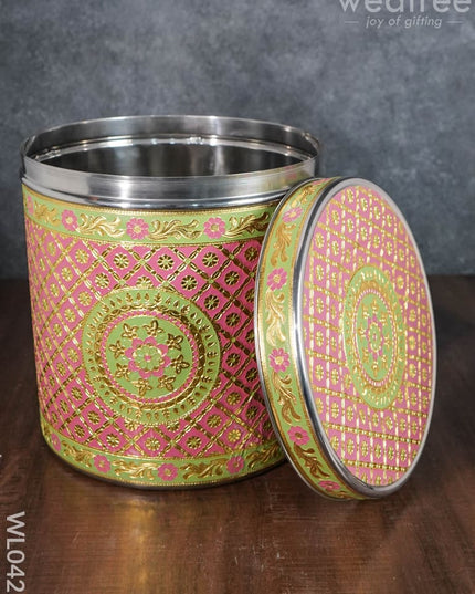 Minakari Dabba 12 Inch (Red) - Wl0425 Containers