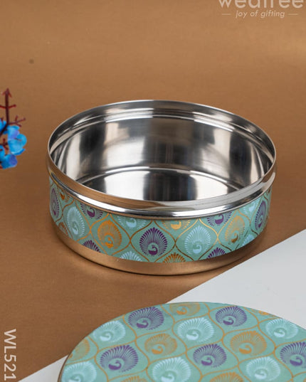 Meenakari - Peacock Design - Poori Box - 7 inch - WL5216 - Poori Boxes