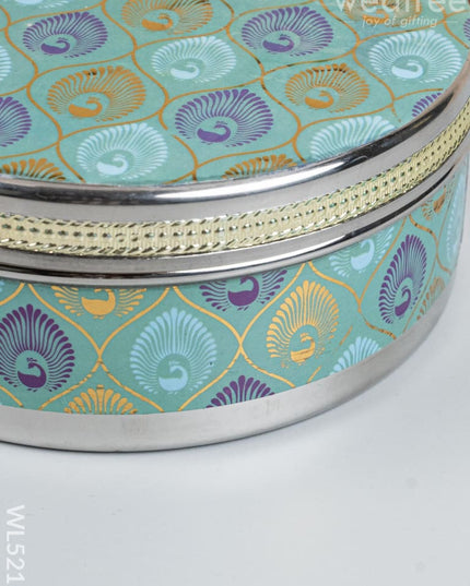 Meenakari - Peacock Design - Poori Box - 7 inch - WL5216 - Poori Boxes