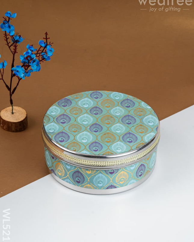 Meenakari - Peacock Design - Poori Box - 7 inch - WL5216 - Poori Boxes