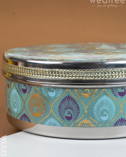 Meenakari - Peacock Design - Poori Box - 7 inch - WL5216 - Poori Boxes