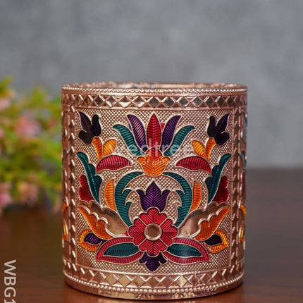 Pen Stand With Floral Design - Wbg1115 Copper Finish