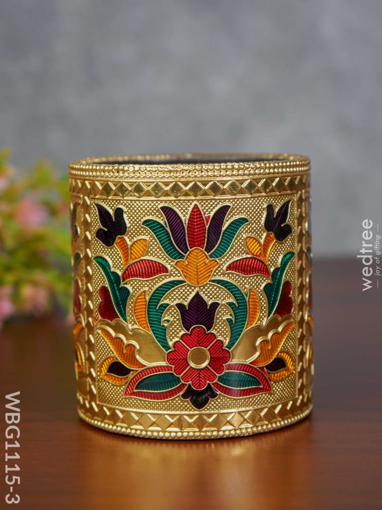 Pen Stand With Floral Design - Wbg1115 Meenakari Finish