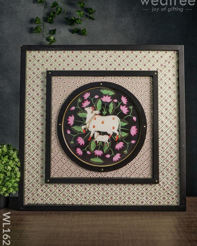 Meenakari Pichwai Cow Design - Wall Frame 24X24 -Wl1628 Frames