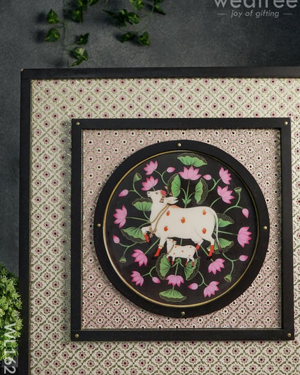 Meenakari Pichwai Cow Design - Wall Frame 24X24 -Wl1628 Frames