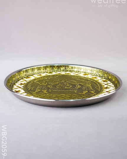 Meenakari Plate - Dholi Design - 8 inch - WBG2059-4 - Trays & Plates RG