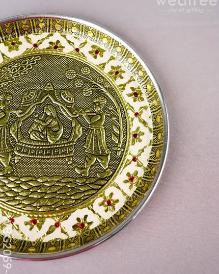 Meenakari Plate - Dholi Design - 8 inch - WBG2059-4 - Trays & Plates RG