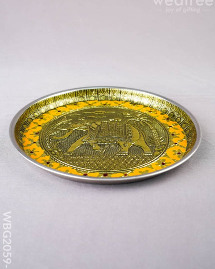 Meenakari Plate - Elephant Design - 8 inch - WBG2059-2 - Trays & Plates RG