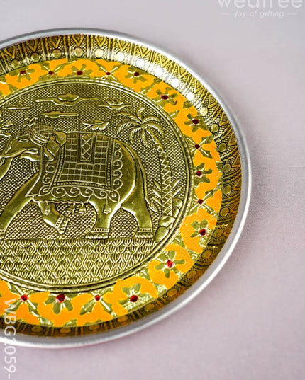Meenakari Plate - Elephant Design - 8 inch - WBG2059-2 - Trays & Plates RG