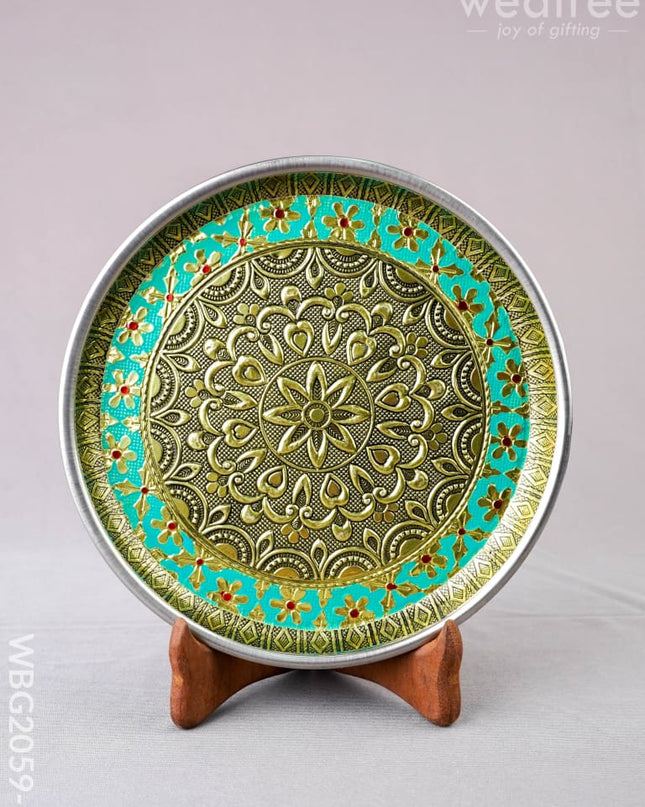 Meenakari Plate - Floral Design - 8 inch - WBG2059-1 - Trays & Plates RG