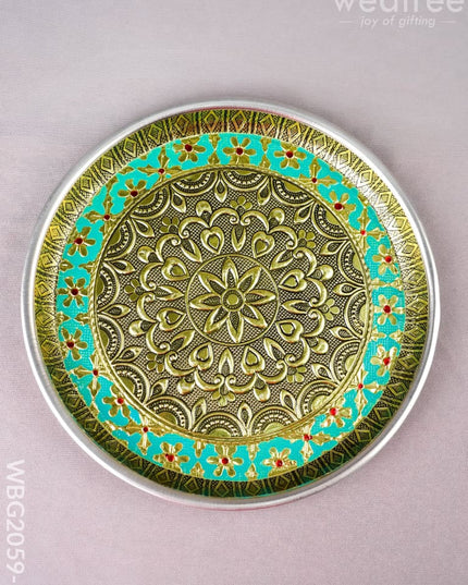 Meenakari Plate - Floral Design - 8 inch - WBG2059-1 - Trays & Plates RG