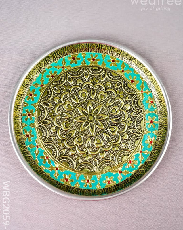 Meenakari Plate - Floral Design - 8 inch - WBG2059-1 - Trays & Plates RG