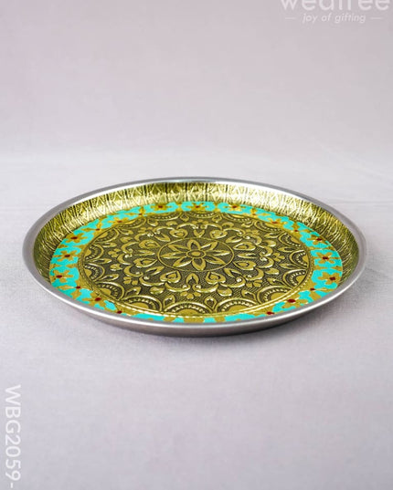 Meenakari Plate - Floral Design - 8 inch - WBG2059-1 - Trays & Plates RG