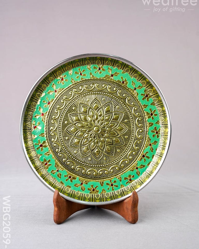 Meenakari Plate - Floral Design - 8 inch - WBG2059-5 - Trays & Plates RG