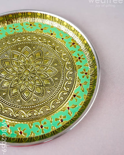 Meenakari Plate - Floral Design - 8 inch - WBG2059-5 - Trays & Plates RG