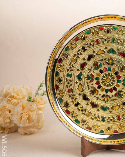 Meenakari Plate - Gold - 12 inch - WL5053 Meenakari Trays & Plates