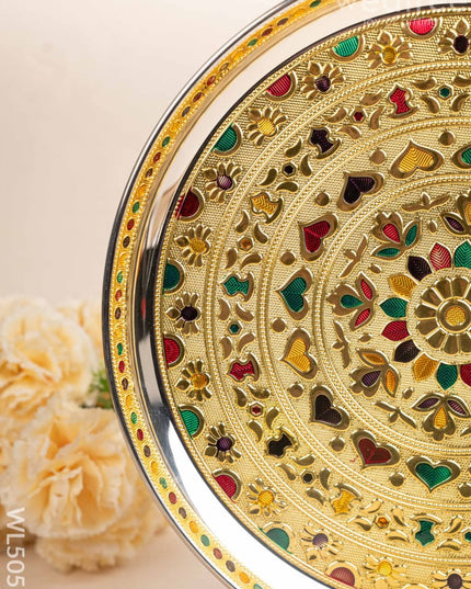 Meenakari Plate - Gold - 12 inch - WL5053 Meenakari Trays & Plates