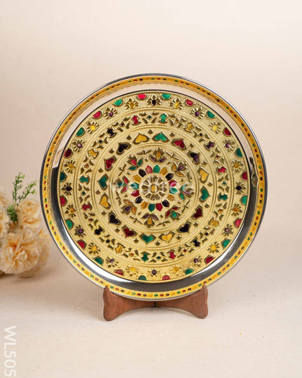 Meenakari Plate - Gold - 12 inch - WL5053 Meenakari Trays & Plates