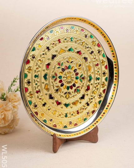 Meenakari Plate - Gold - 12 inch - WL5053 Meenakari Trays & Plates