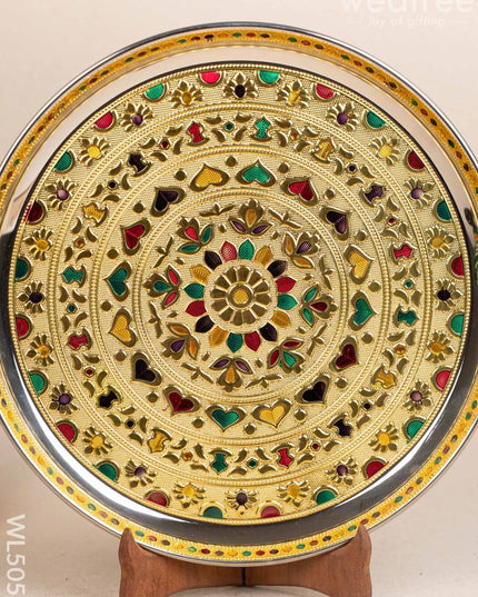 Meenakari Plate - Gold - 12 inch - WL5053 Meenakari Trays & Plates