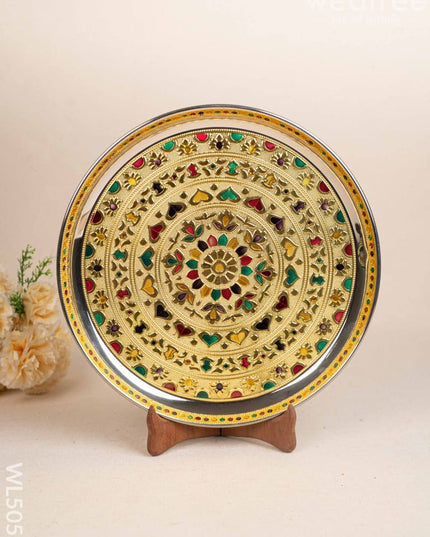 Meenakari Plate - Gold - 12 inch - WL5053 Meenakari Trays & Plates