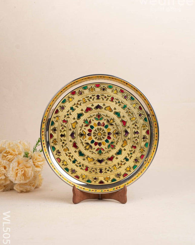 Meenakari Plate - Gold - 12 inch - WL5053 Meenakari Trays & Plates