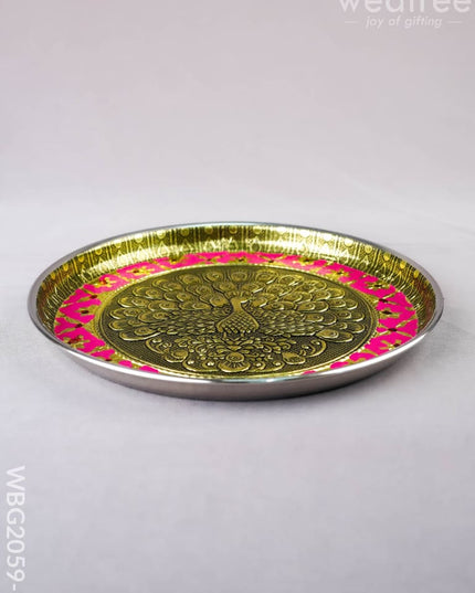 Meenakari Plate - Peacock Design - 8 inch - WBG2059-3 - Trays & Plates RG