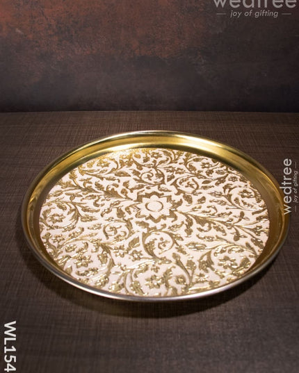 Meenakari Plate With Off White Floral Design -11Inches - Wl1545 Trays & Plates