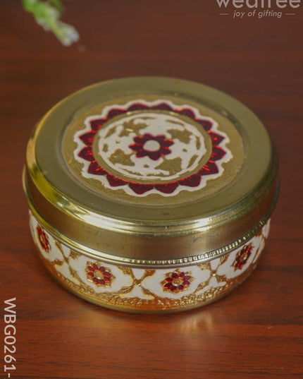 Meenakari Poori Box - 4 Inch Wbg0261 White Finish Utensils