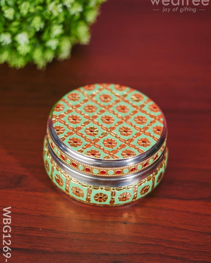 Meenakari Poori Box - Wbg1269 Pista Green Utensils
